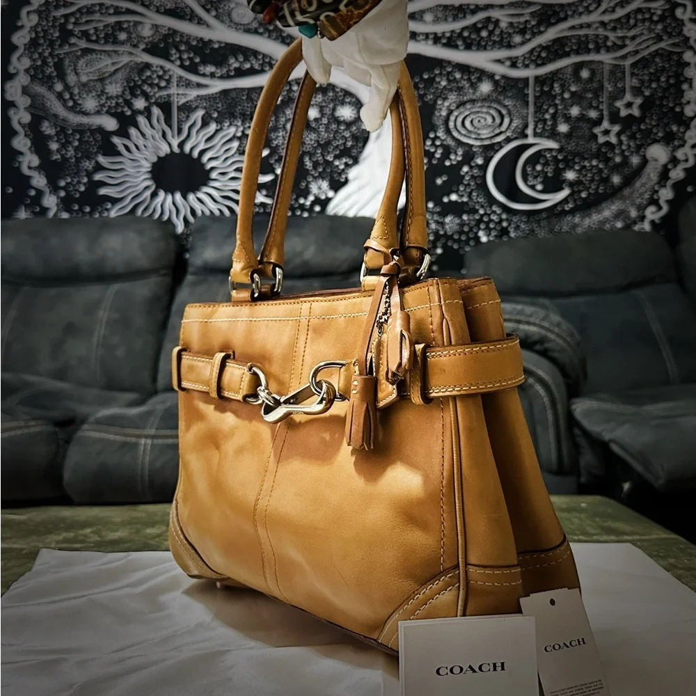 Vintage Coach tote bag shoulder bag Tan Leather 2007 - Picture 12 of 17